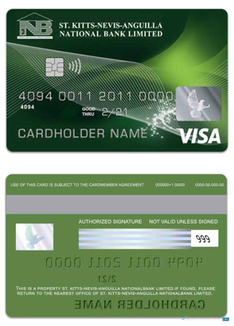 Download Saint Kitts and Nevis National Bank Limited visa debit card Photoshop template